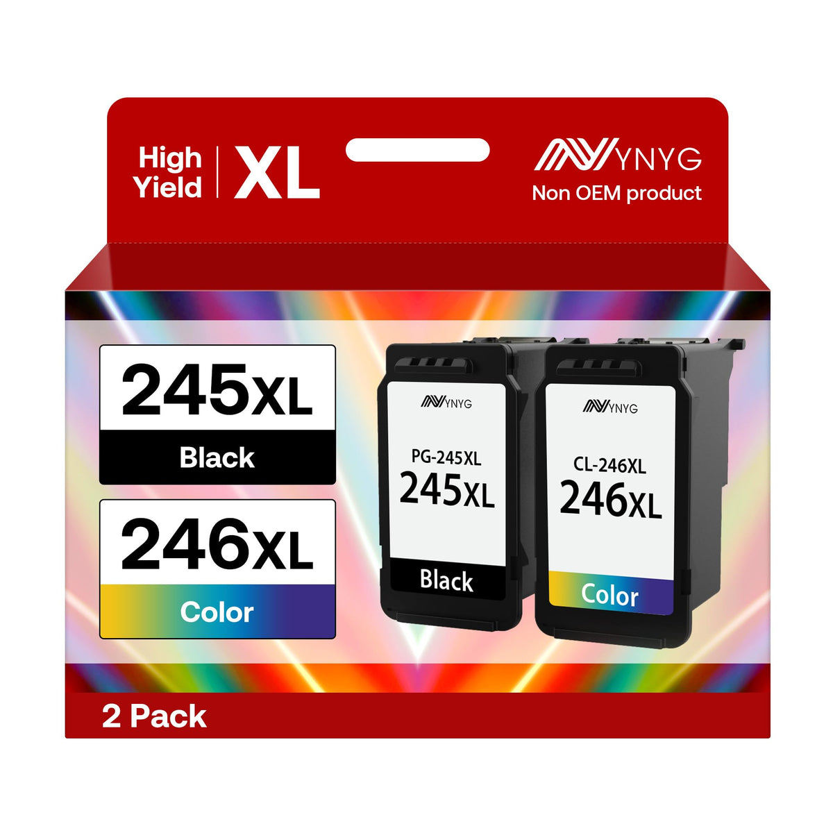 245XL/246XL Remanufactured Ink Cartridges for Canon, Black/Tri-Colour