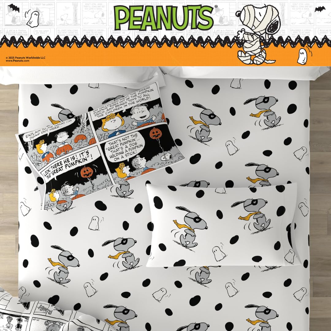 Franco Peanuts Snoopy Halloween Bedding Set, Twin, 4 Piece
