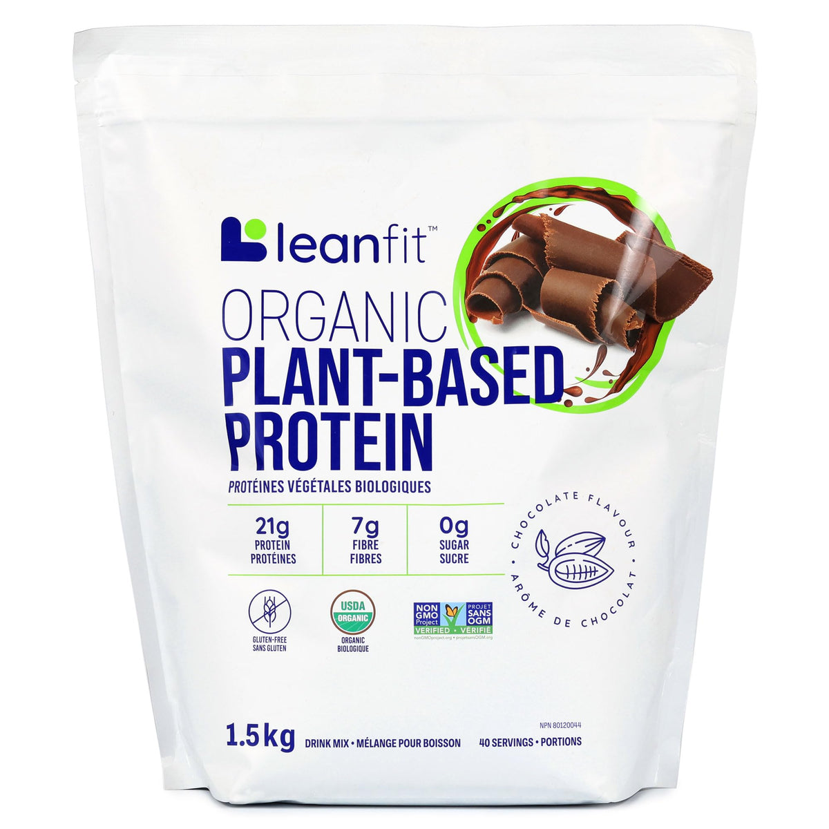 LeanFit Organic Plant-Based Protein, Natural Chocolate, 1.5 kg
