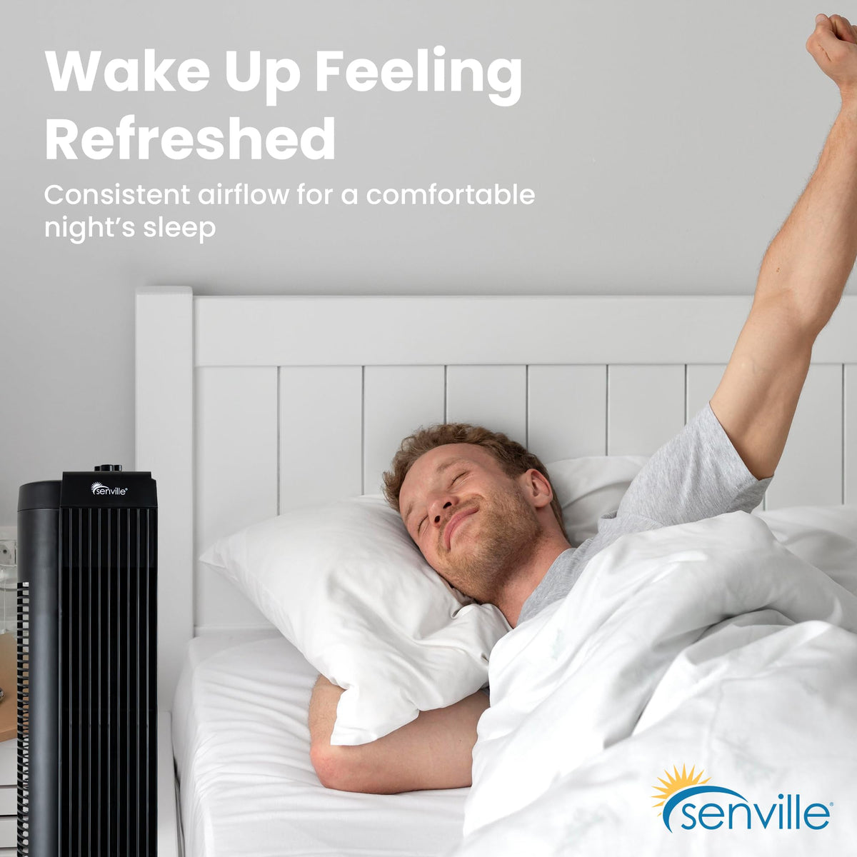 Senville 27" Standing Fan for Bedroom and Home with 60° Oscillation, SENFZ10-19M