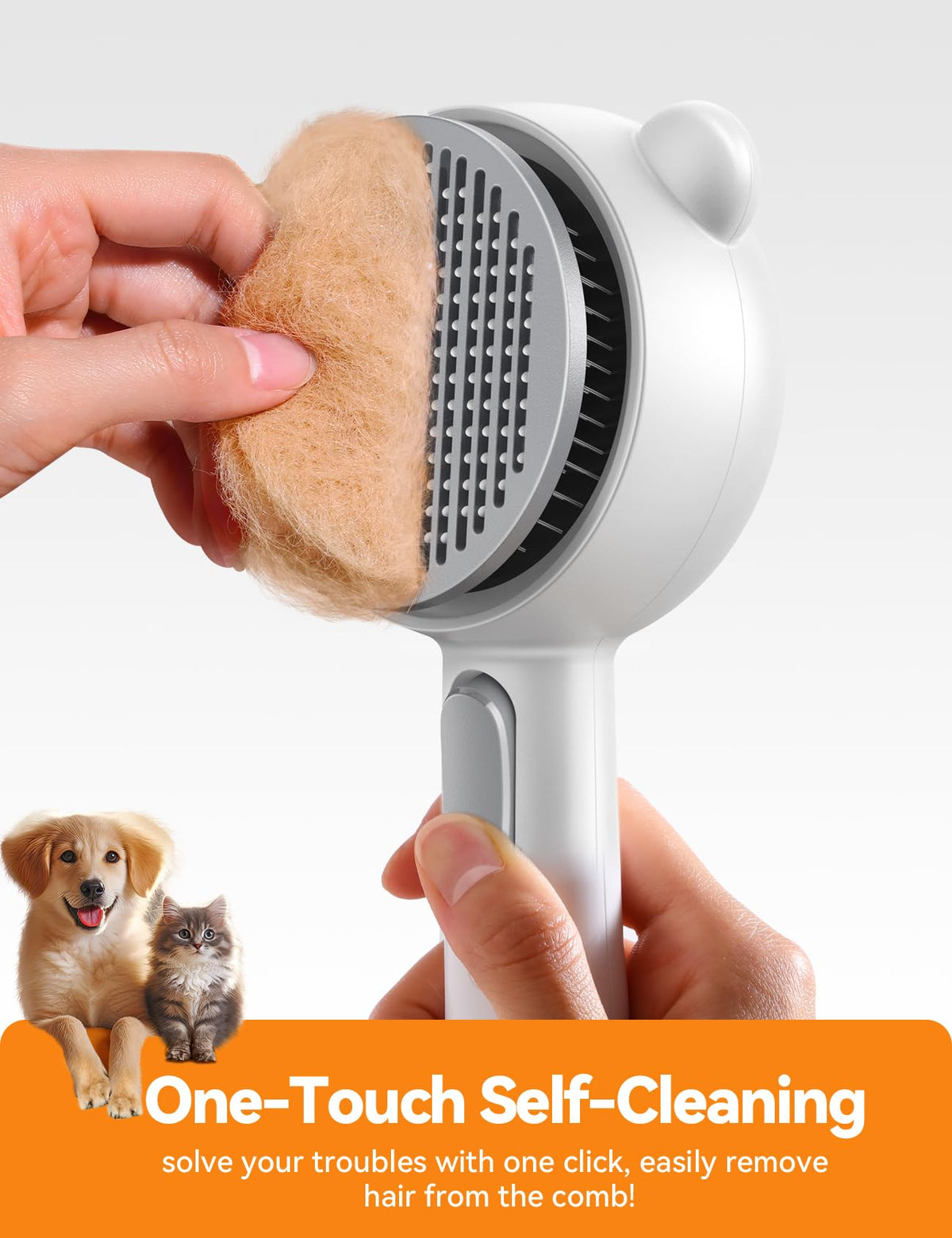Cat Steam Brush with Release Button, USB Rechargeable