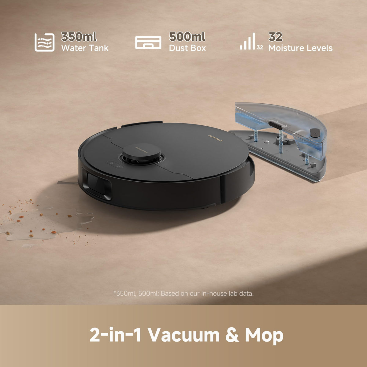 DREAME D20 Plus Robot Vacuum and Mop, Self-Emptying, Black