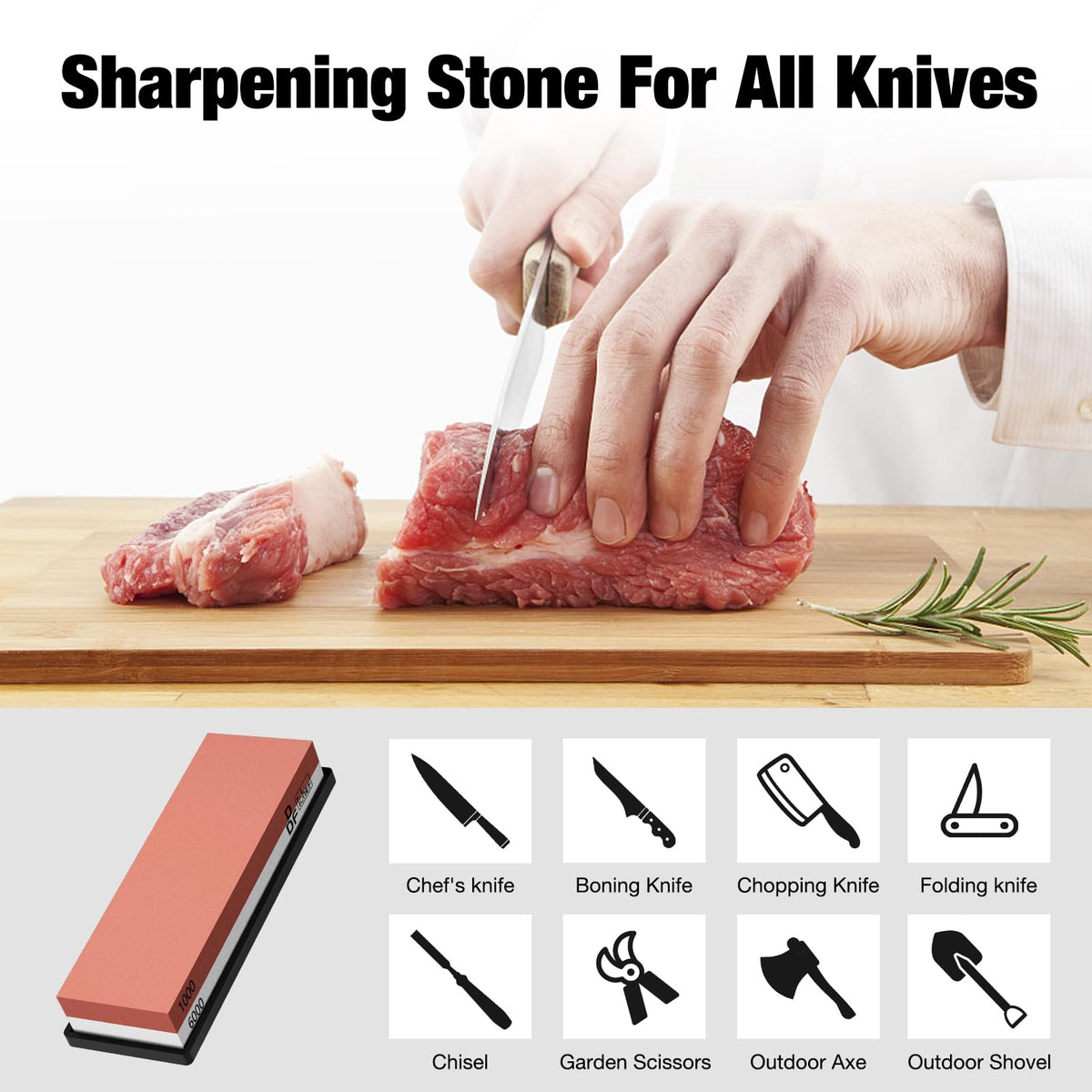 DDF iohEF Whetstone Knife Sharpening Stone, 1000/6000 Grit, Red