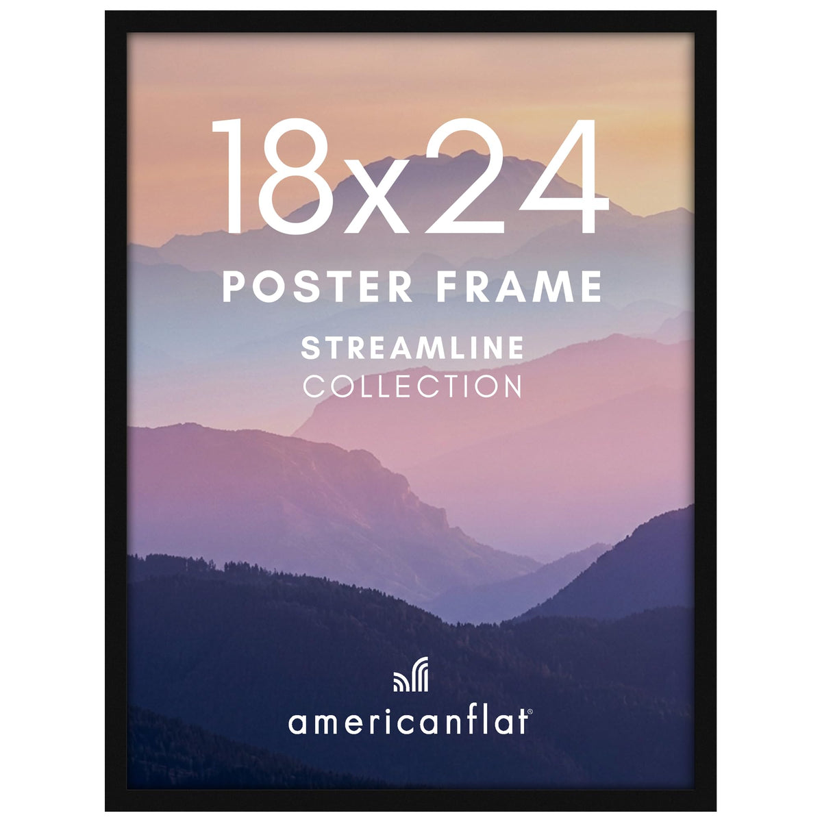 Americanflat 18x24 Poster Frame with Plexiglass, Black