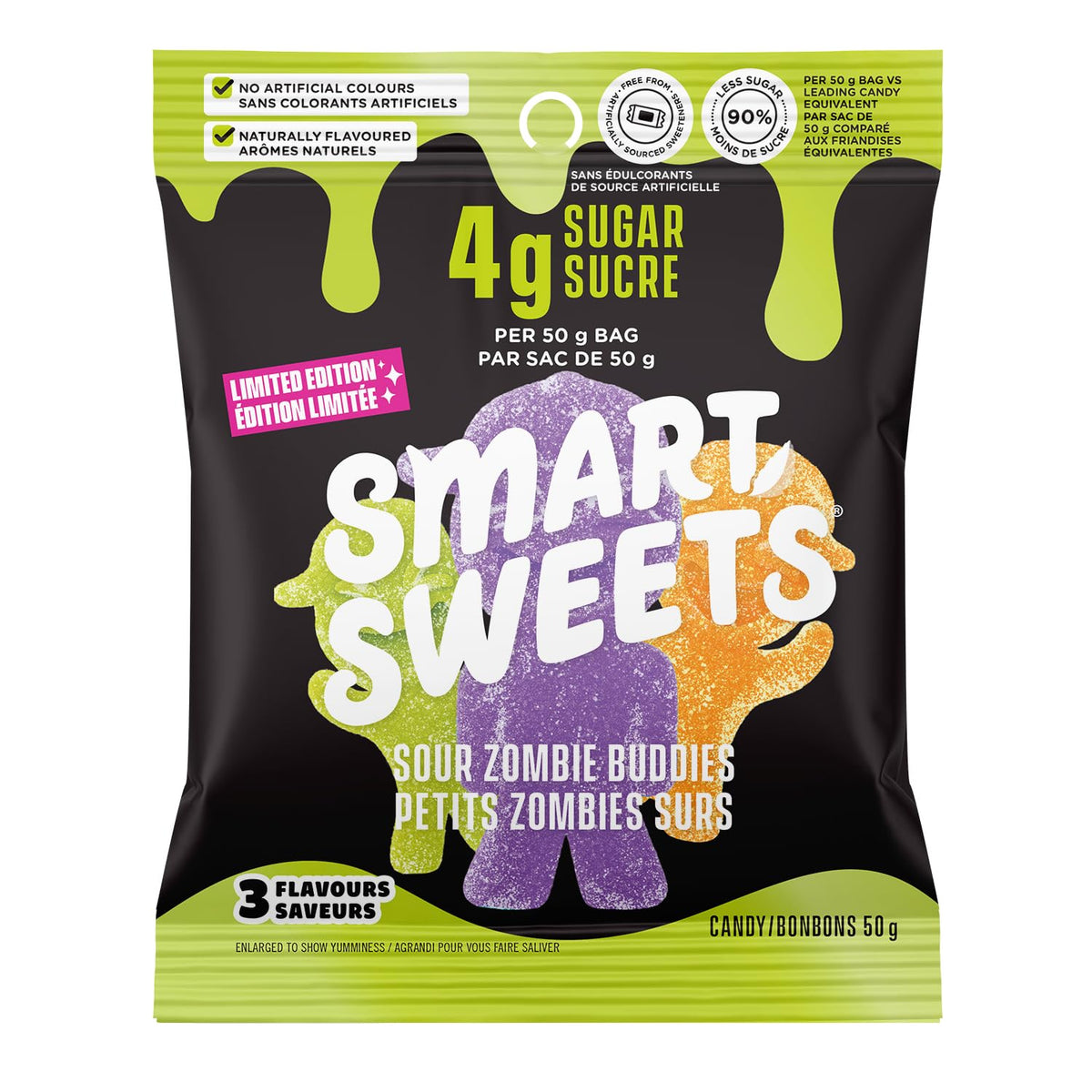 SmartSweets Sour Zombie Buddies Gummy Candy, 50g, Pack of 14