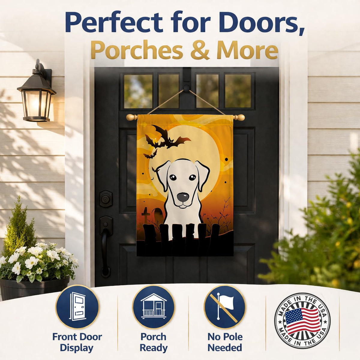 Caroline's Treasures BB1780CHF Halloween Yellow Labrador Canvas House Size Flag