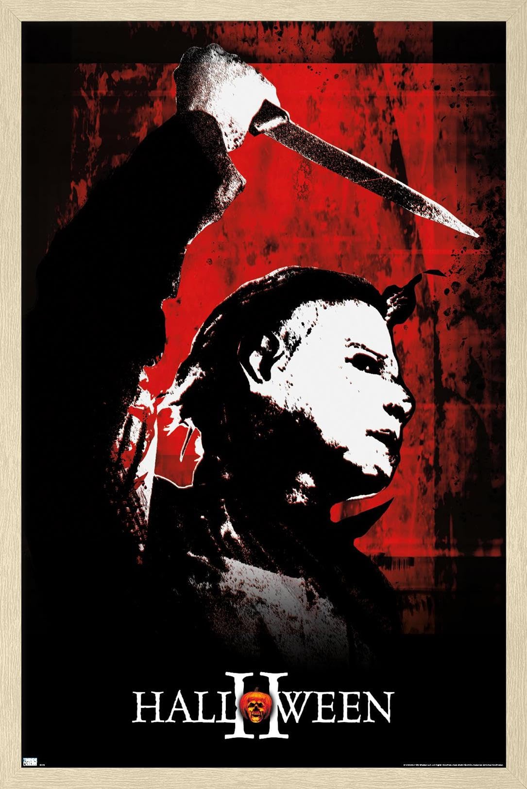 Halloween II Red Wall Poster, 34 x 22.4 Inch, Blonde Framed