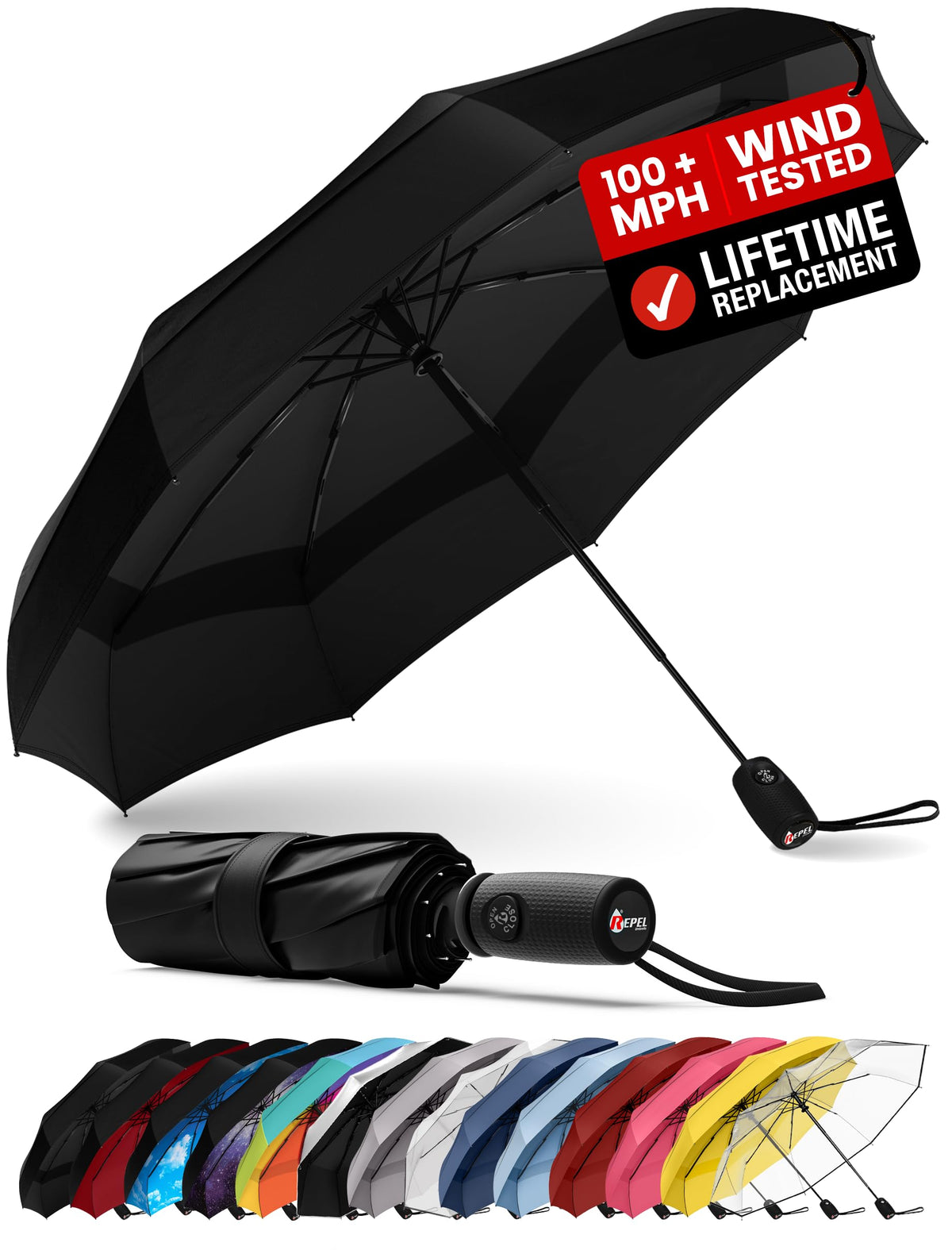 Repel Windproof Compact Travel Umbrella, Auto Folding