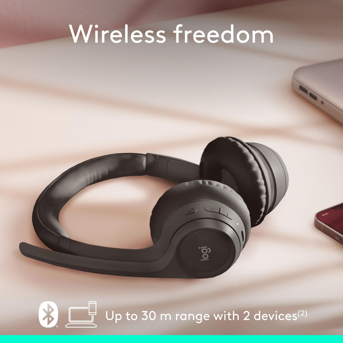Logitech Zone 301 Wireless Bluetooth Headset with Microphone, Graphite