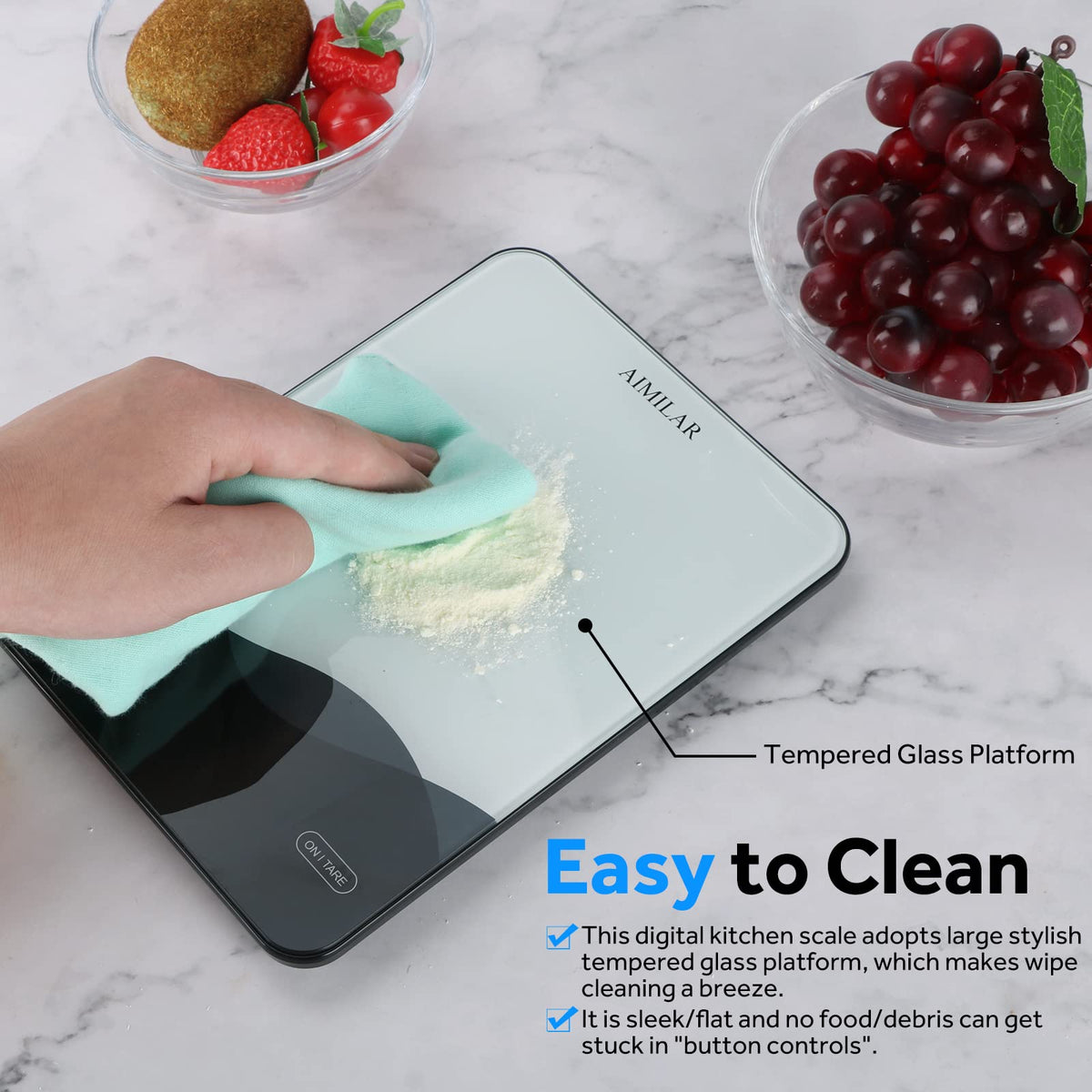Aimilar Digital Kitchen Scale, 22 lb/10 kg, USB-C Rechargeable