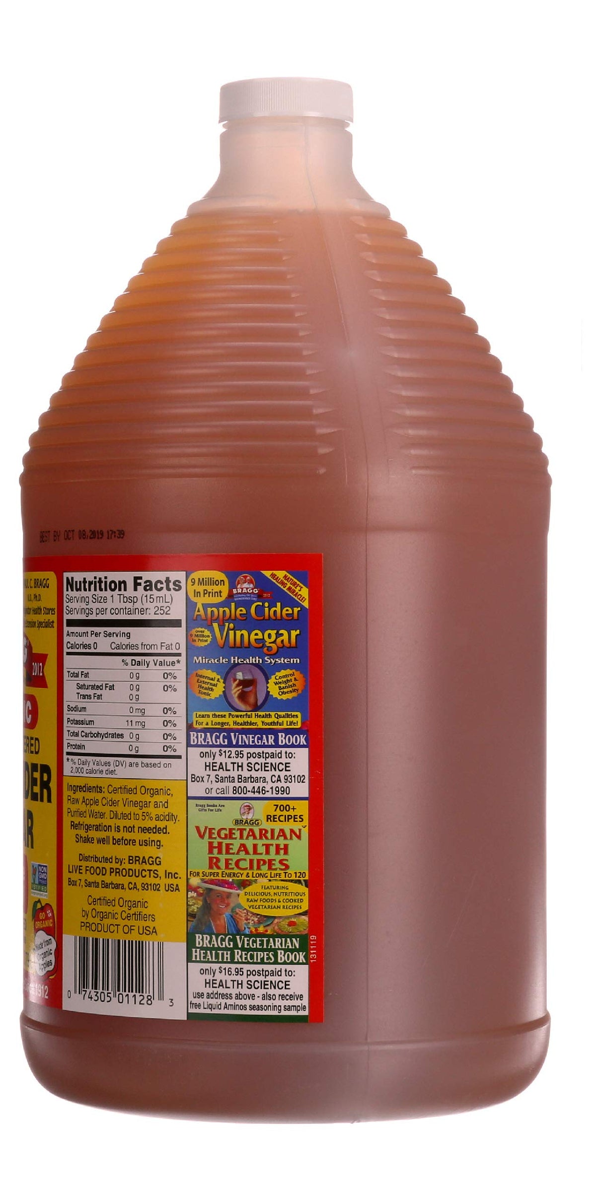 Bragg Organic Raw Apple Cider Vinegar, 128 oz (3.78 L)