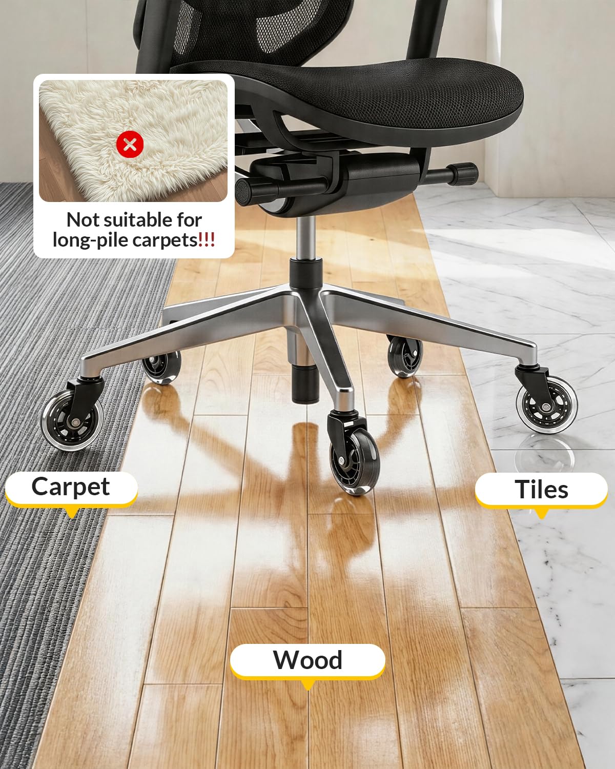 HOLKIE 3" Office Chair Caster Wheels