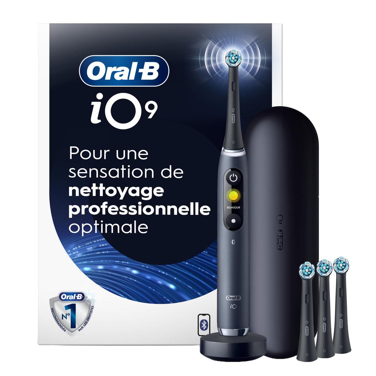 Oral-B iO9 Electric Toothbrush, Black Onyx, 4 Brush Heads
