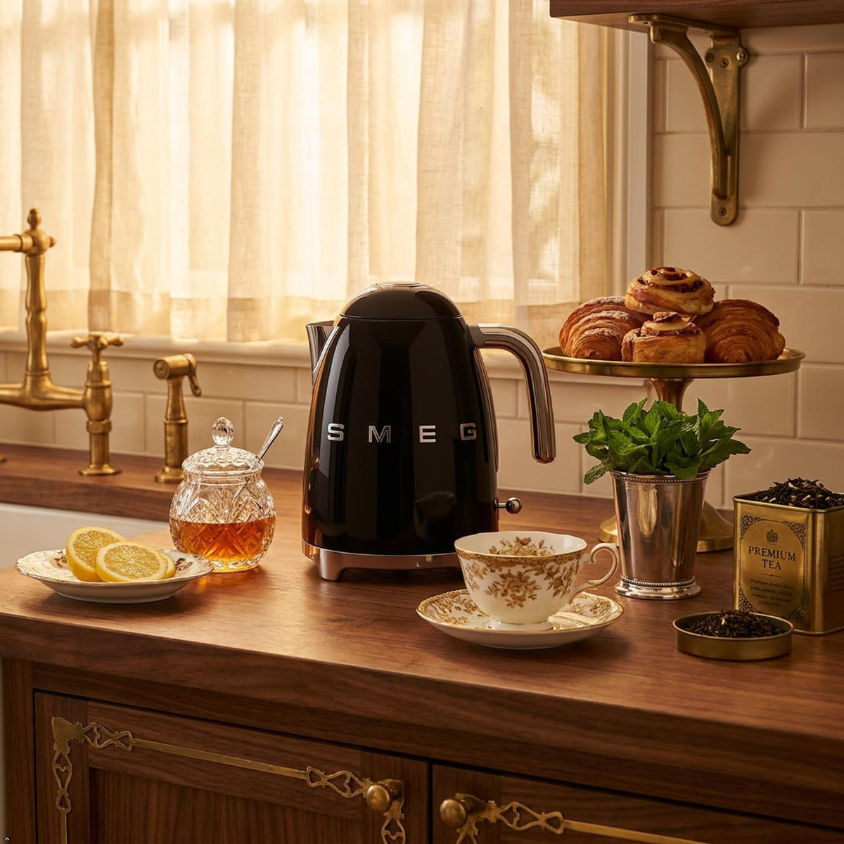 Smeg 50's Retro Style Kettle, 1.7L, Black, KLF03BLUS