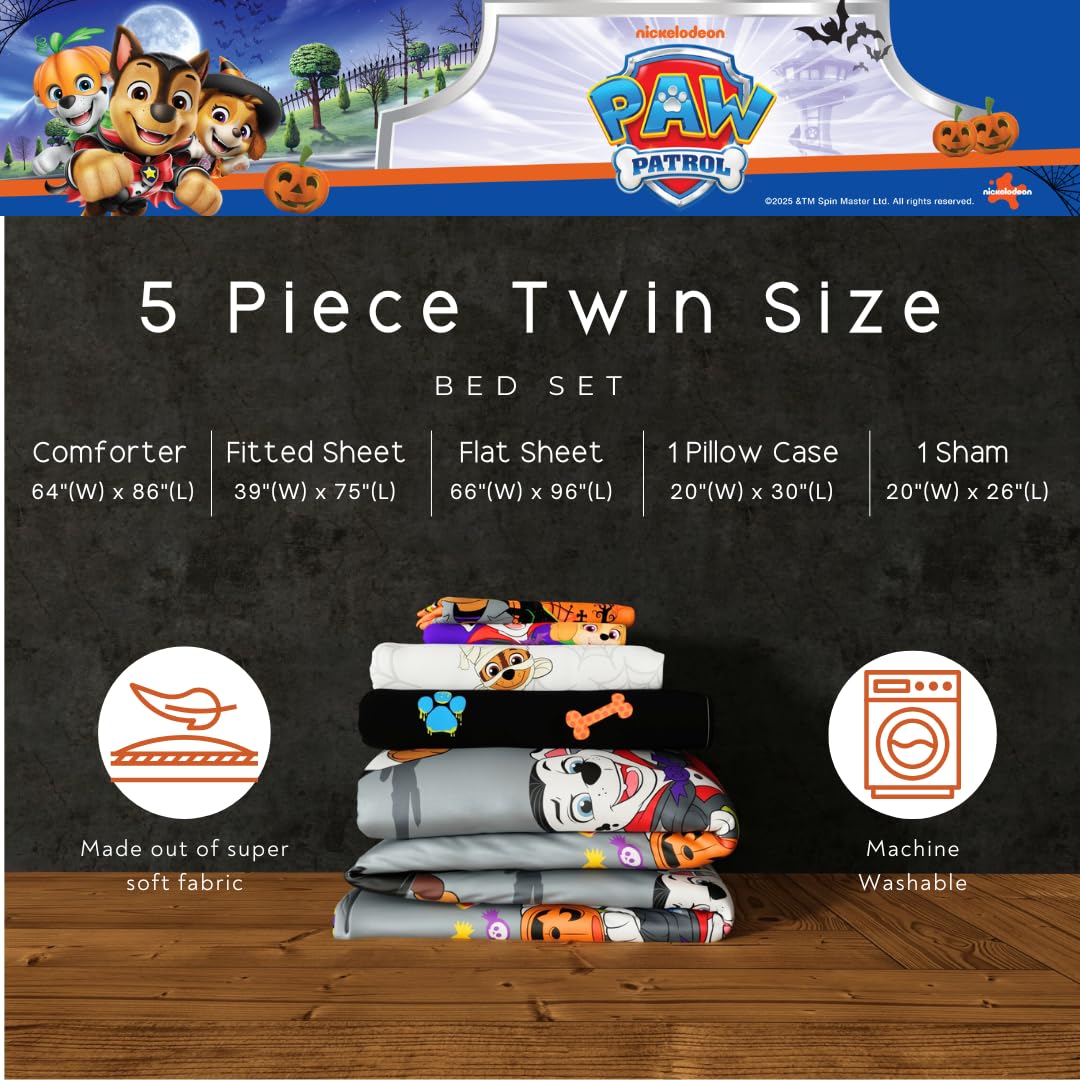 Franco Paw Patrol Kids Bedding 5-Piece Comforter and Sheet Set, Twin