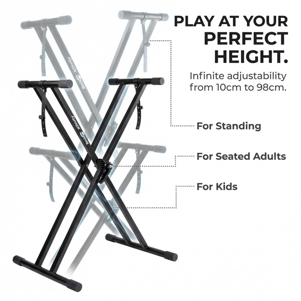 RockJam Xfinity Double-X Adjustable Piano Keyboard Stand