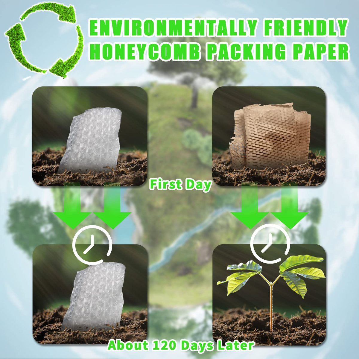 MINHAO Honeycomb Packing Paper Roll, 15" x 230 ft