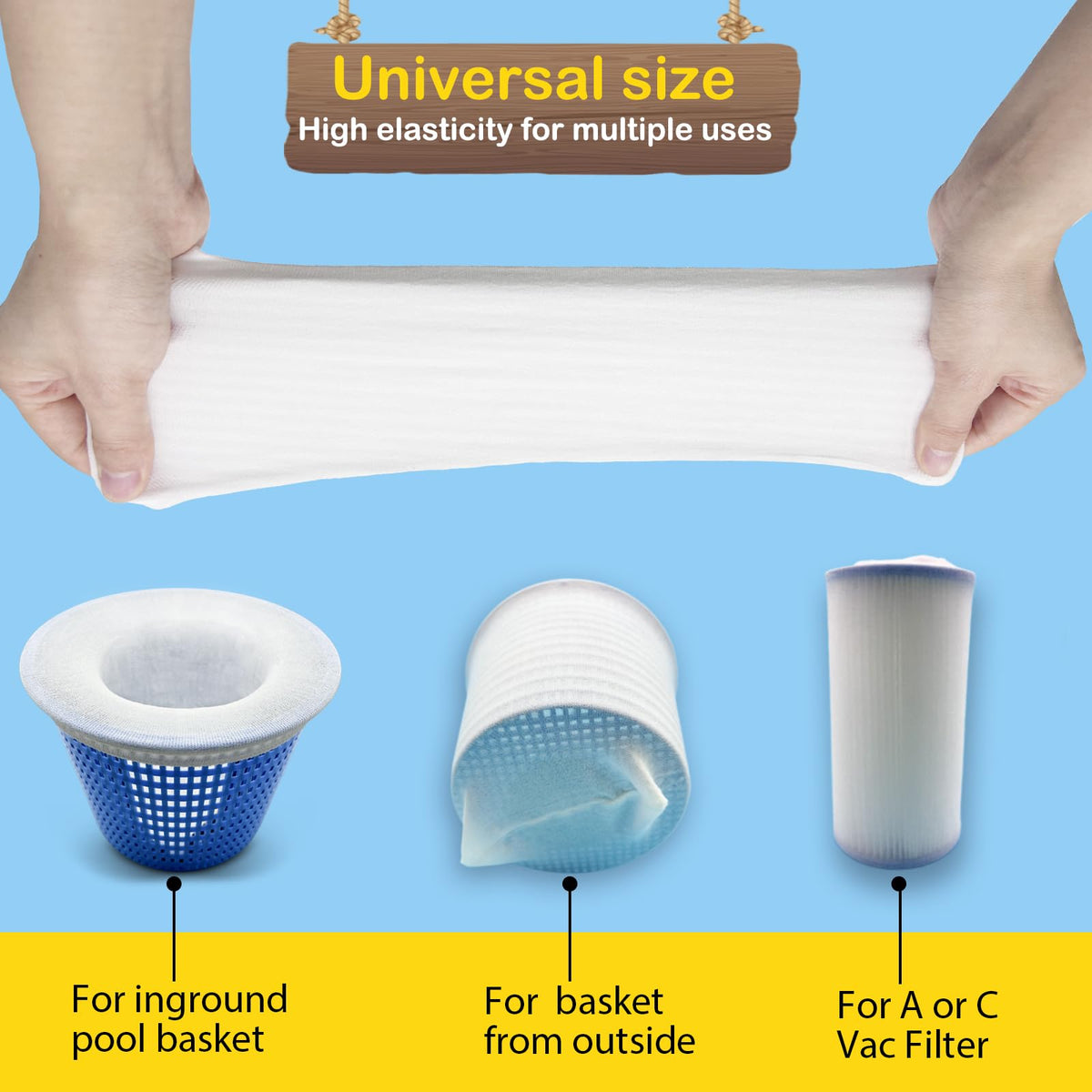 ROMIVO Pool Skimmer Filter Socks, White (50 Pack)