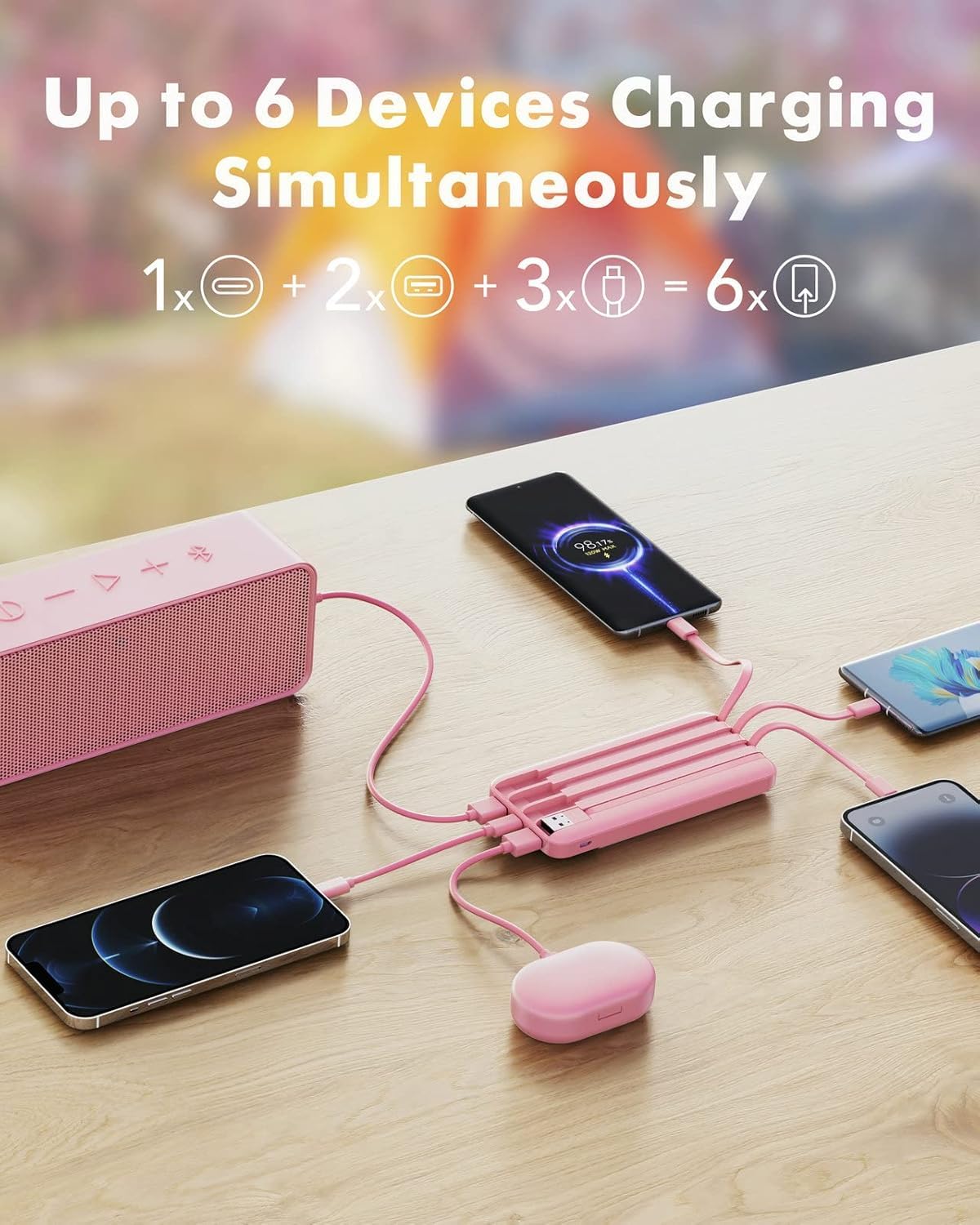 Charmast Power Bank with Built-In Cables, 10000mAh