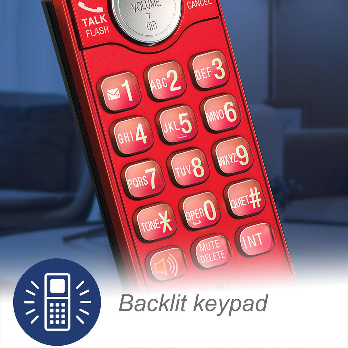 VTech DECT 6.0 Single Handset Cordless Phone, Red