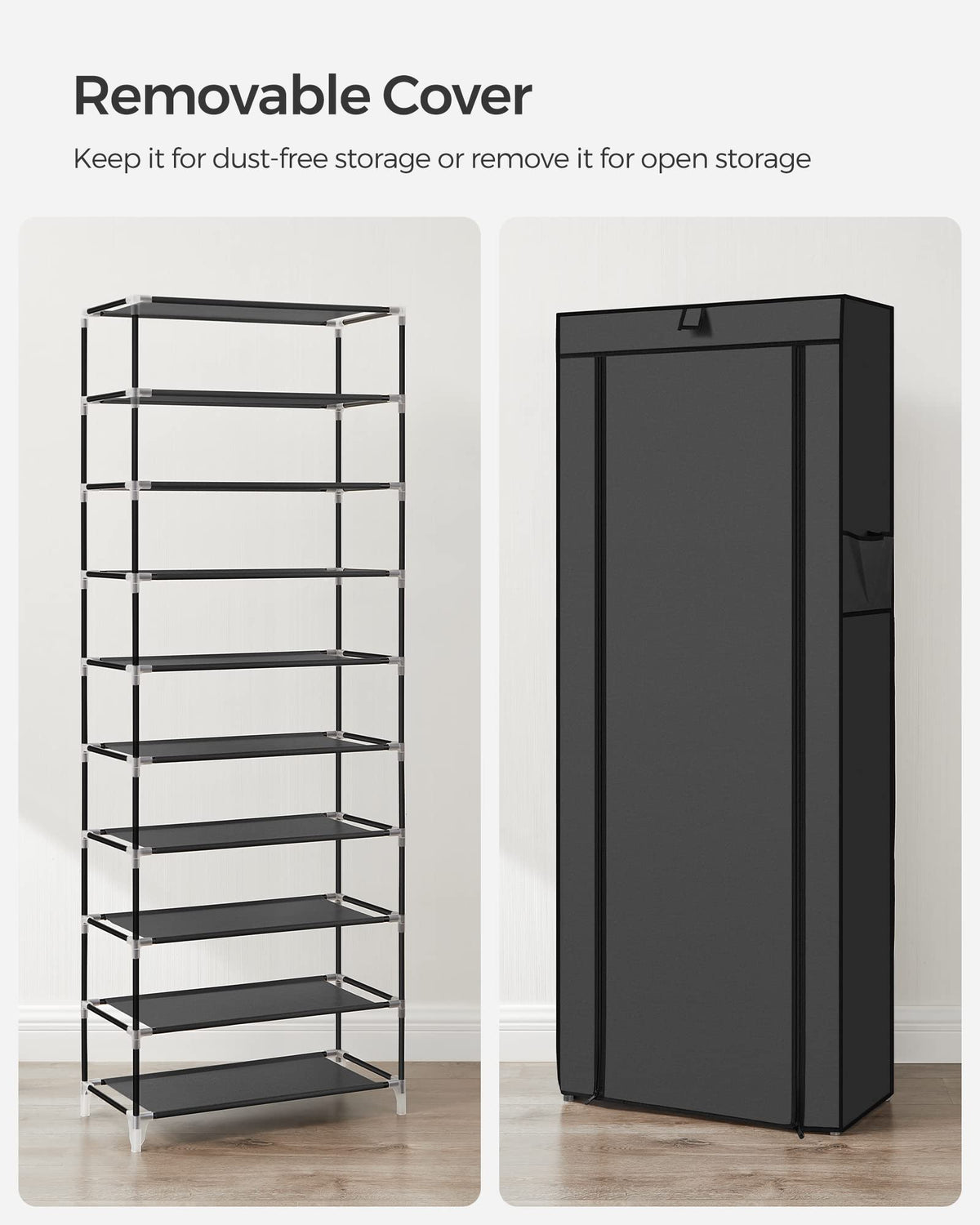Songmics 10-Tier Shoe Rack, Black, URXJ10H01
