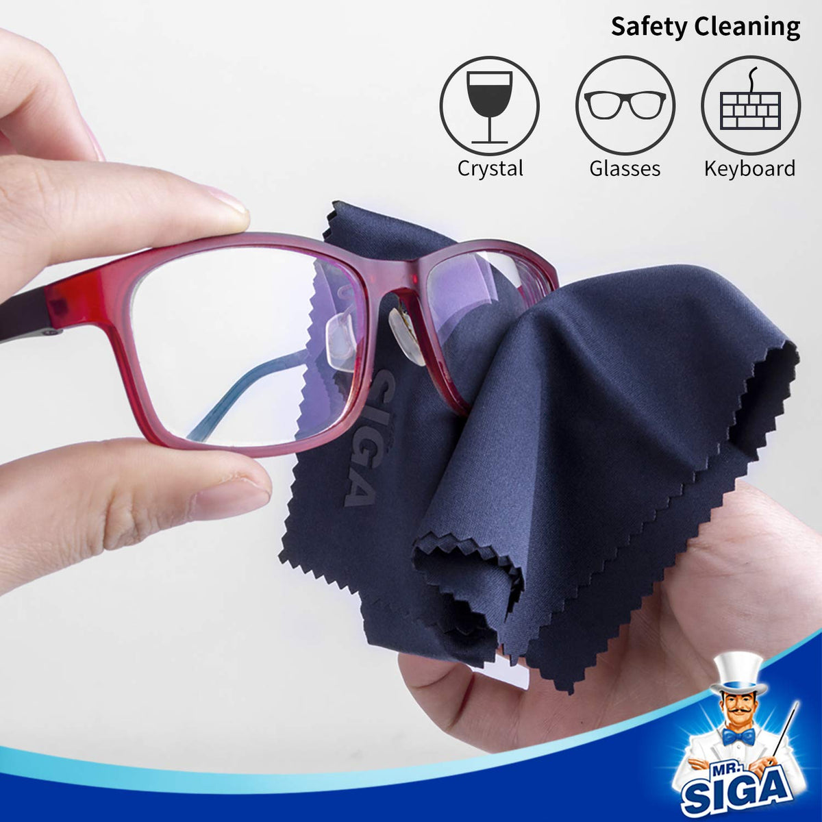 MR.SIGA Microfibre Lens & Screen Cleaning Cloths, 6 x 7 in, 6-Pack