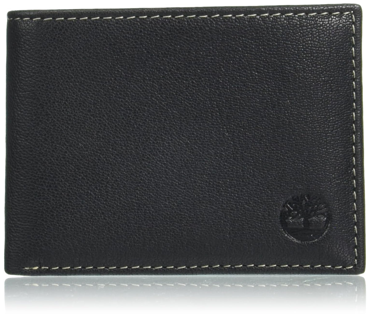 Timberland Men's Leather RFID Blocking Passcase Wallet, Black