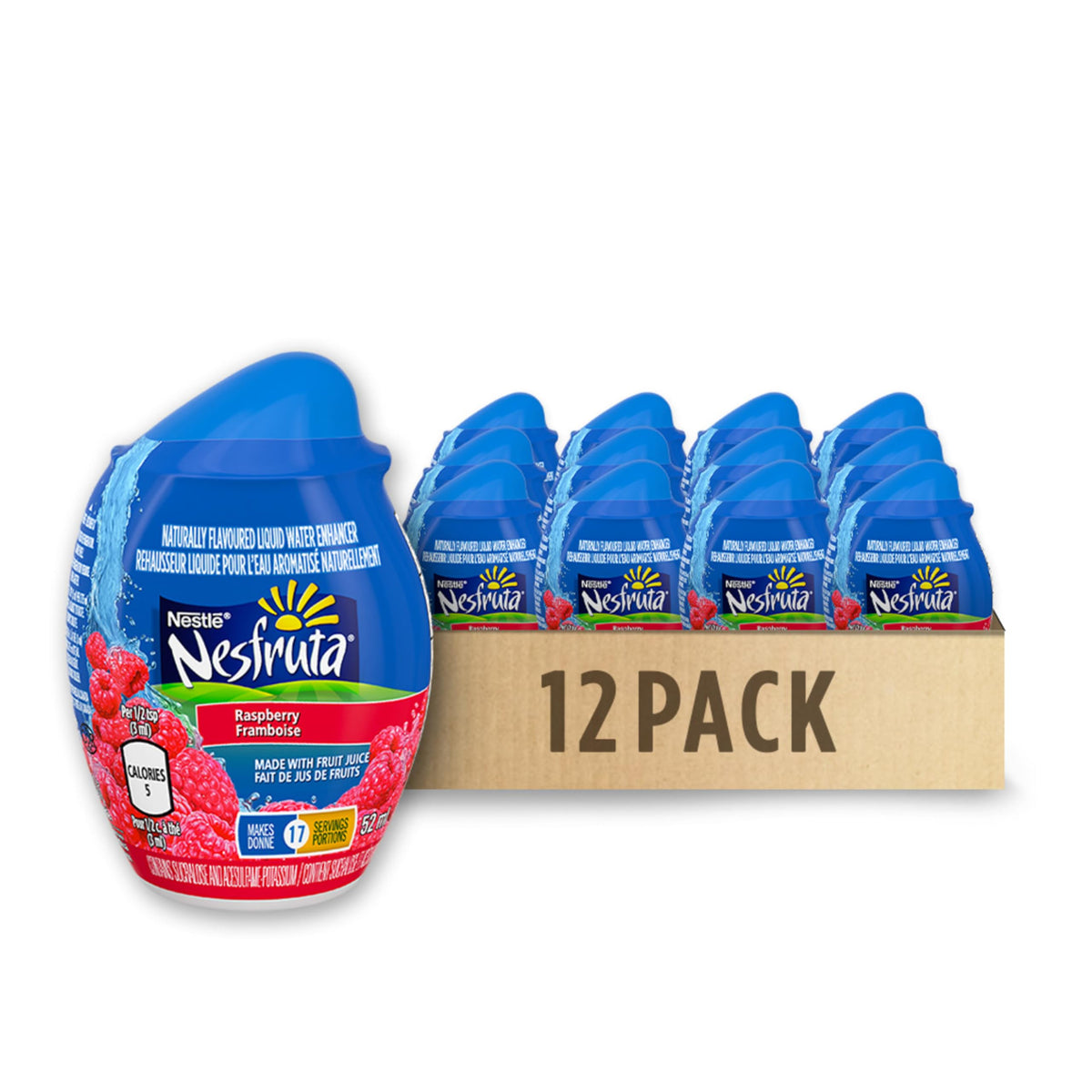 Nesfruta Raspberry Liquid Water Enhancer, 12 Bottles, 780 g