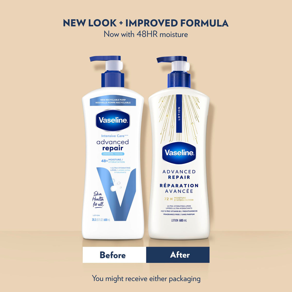 Vaseline Intensive Care Advanced Repair Lotion, 600 ml, 3 Pack
