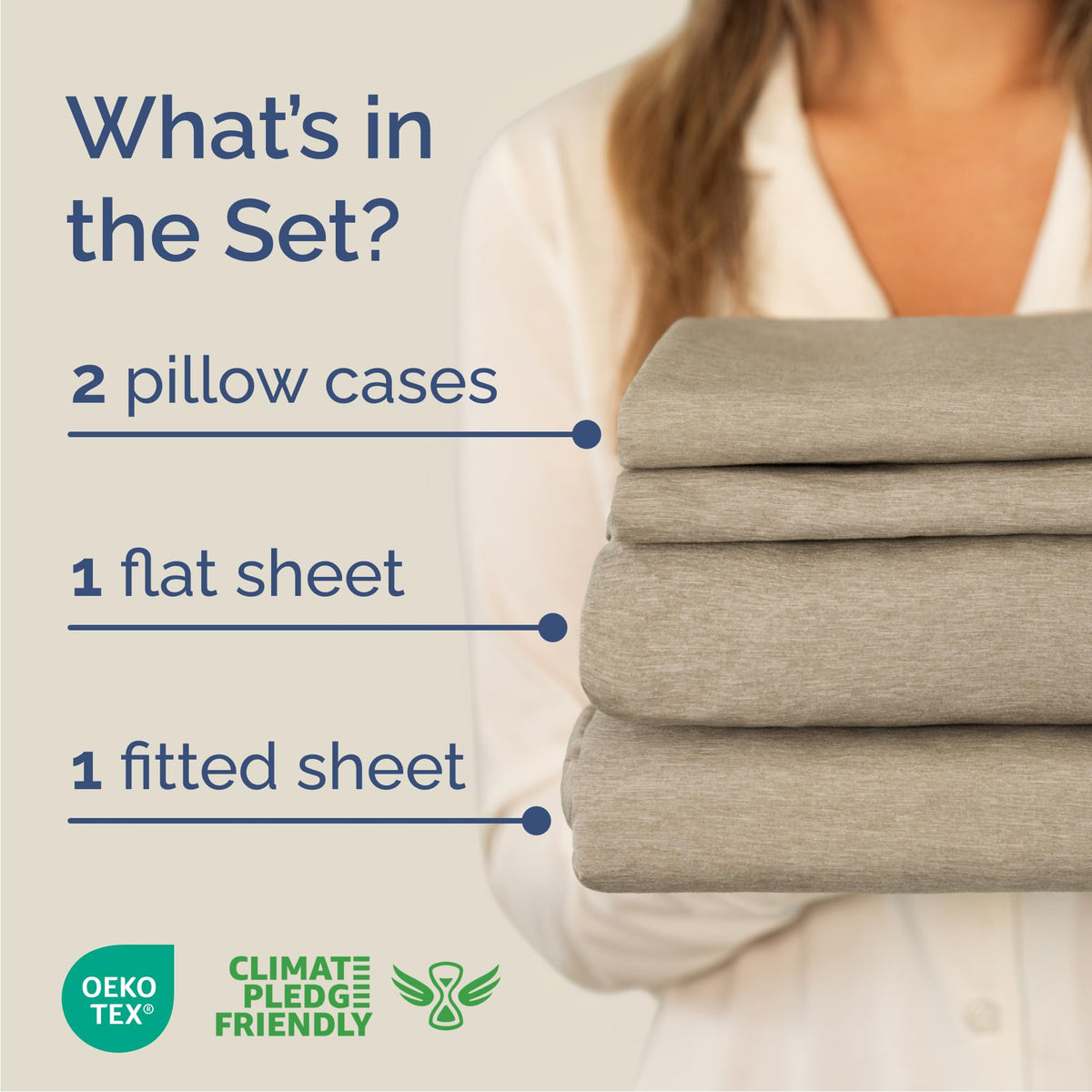 CGK Unlimited Brushed Microfibre Sheet Set, Queen, Heathered Beige