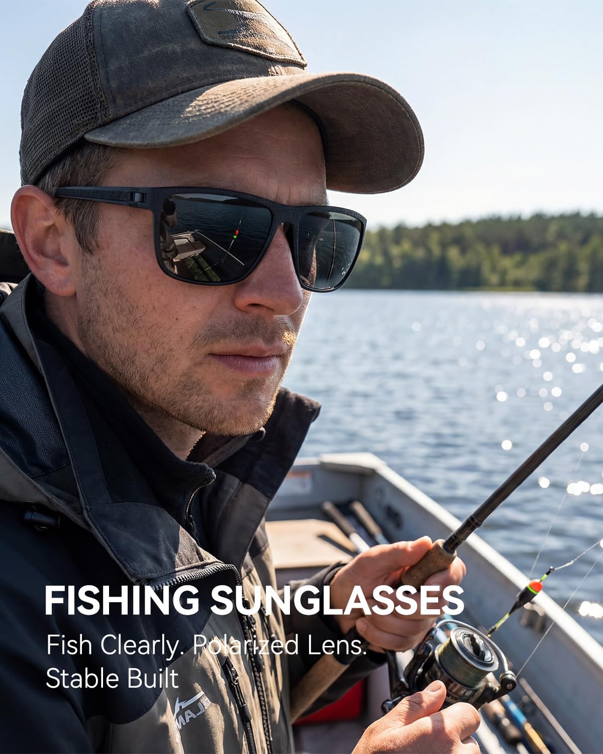 Qally Polarized Sunglasses for Men, Black/Dark Green/Tawny