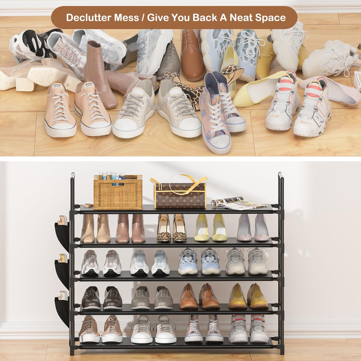 5 Tier Tall Shoe Rack, 20-25 Pairs