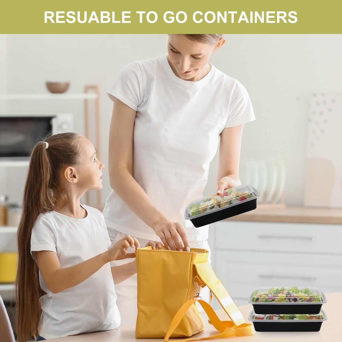 Disposable Meal Prep Containers with Lids, 38oz, 50 Pack
