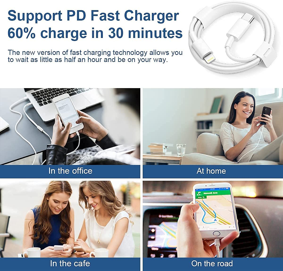 iPhone Fast Charger, 2 Pack USB C Block with 6FT Lightning Cable