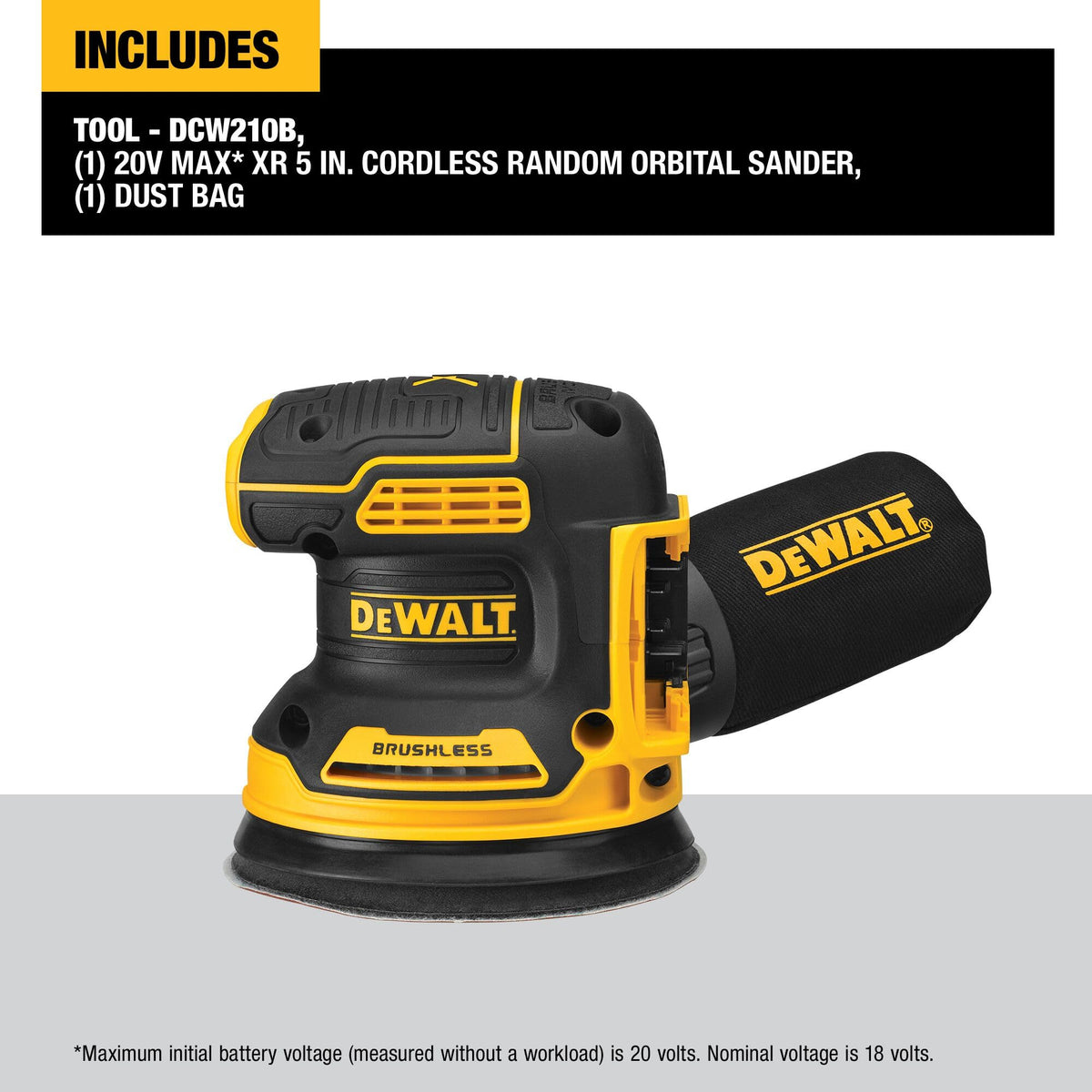 DeWalt 20V MAX Orbital Sander, Tool Only, DCW210B