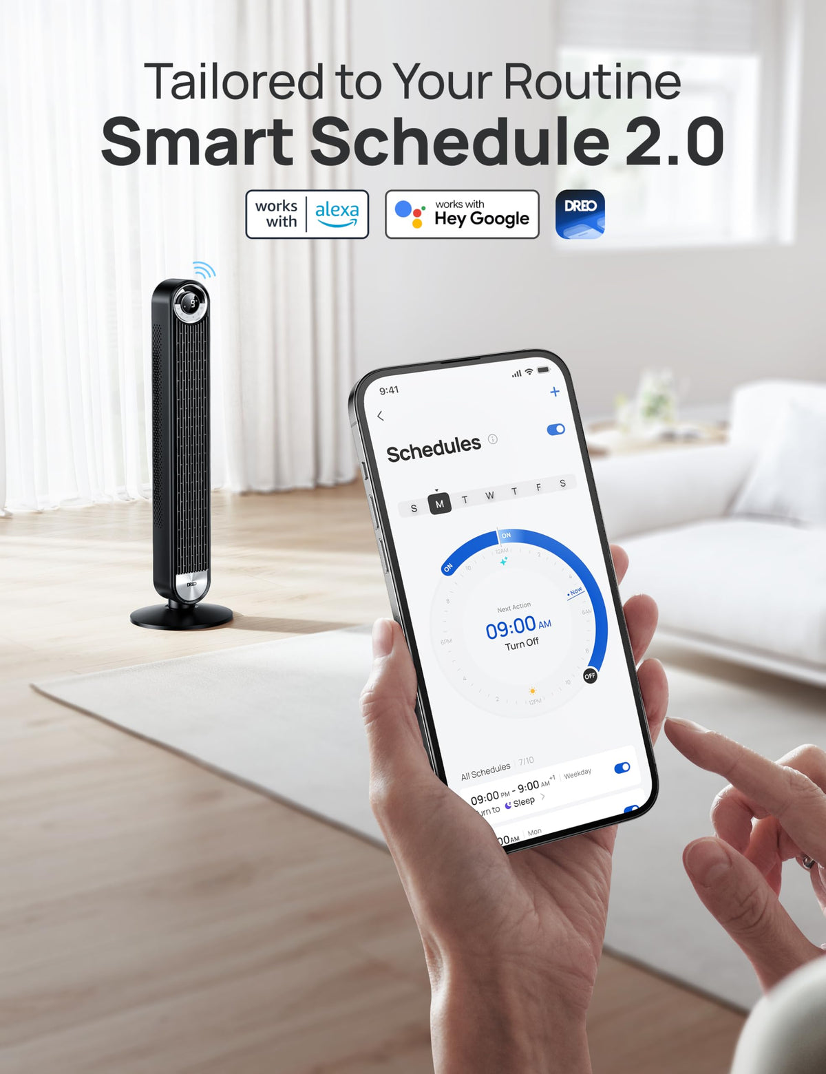 DREO Smart Tower Fan for Bedroom