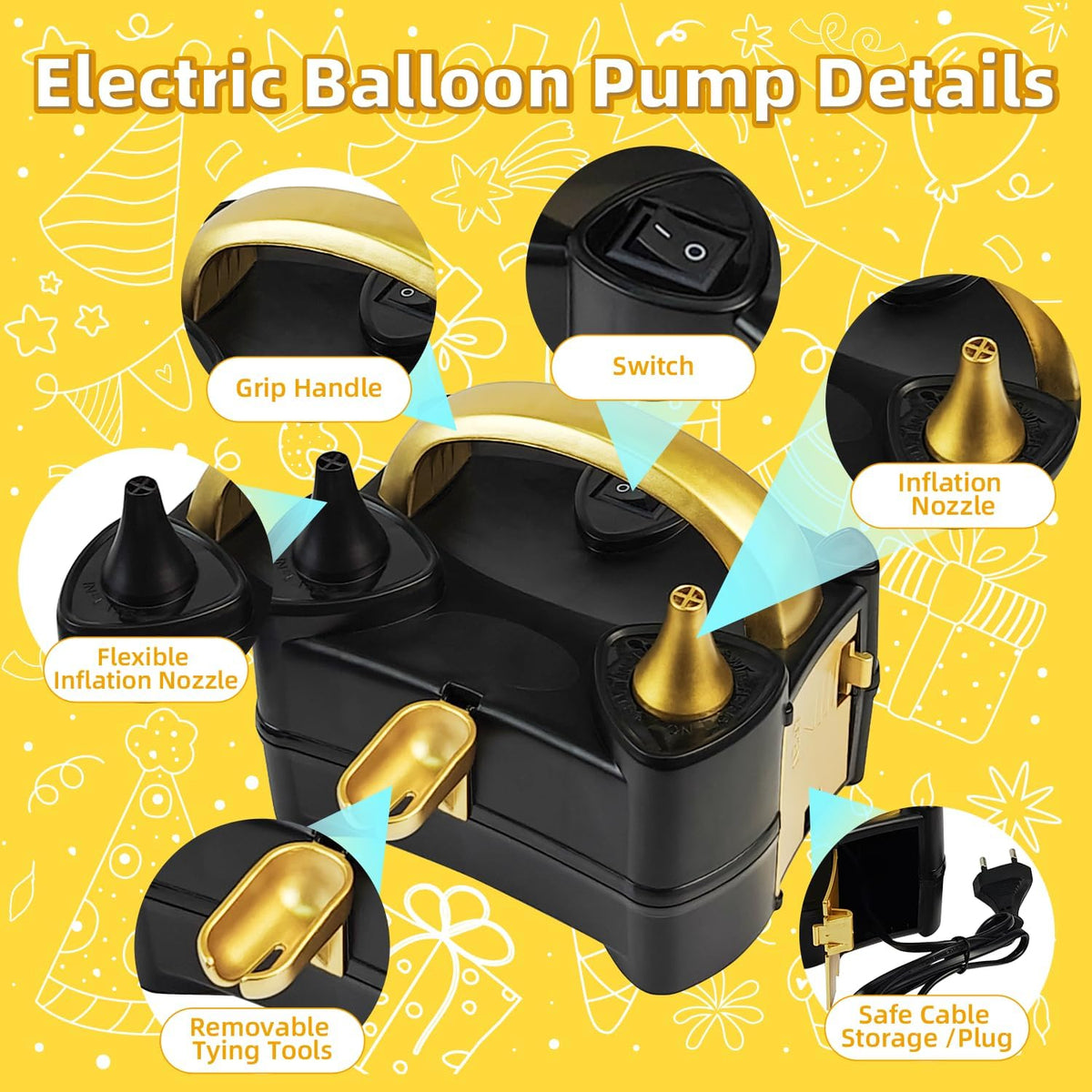 Bezente Electric Balloon Pump, Portable, Dual Nozzle