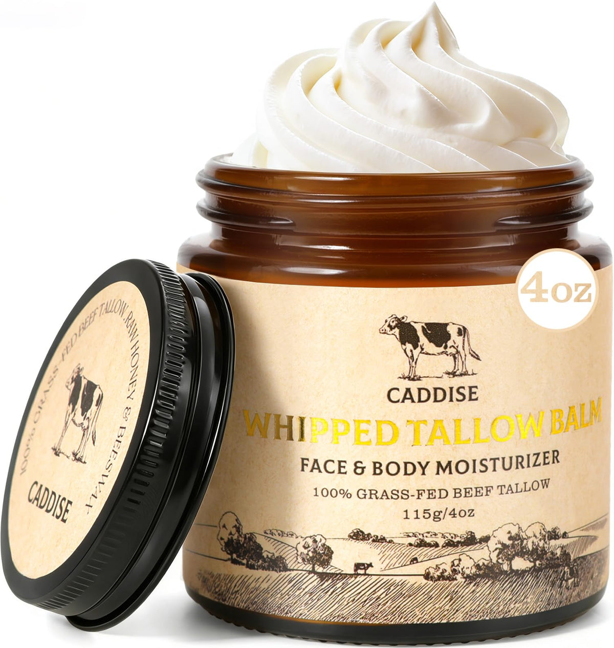 Caddise Whipped Beef Tallow Cream for Face and Body, 4 oz