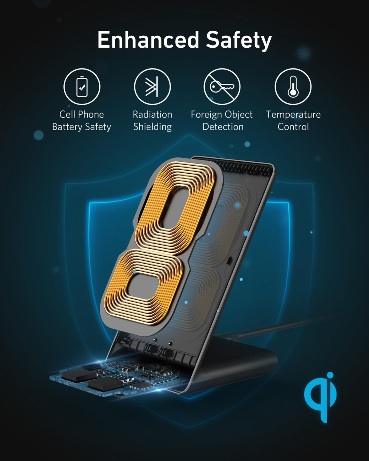 Anker 313 Wireless Charger Stand, Qi-Certified, 10W Max, Micro-USB