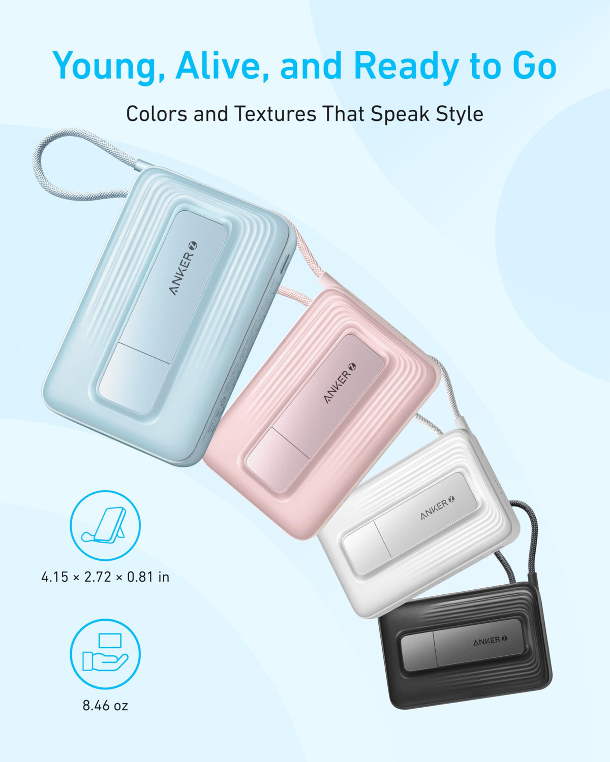 Anker Zolo Magnetic Power Bank, 10,000mAh, 30W, with Stand