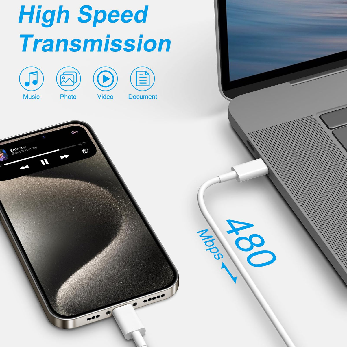 USB C to Type C Cable with Charger Block, 10FT, 3 Pack