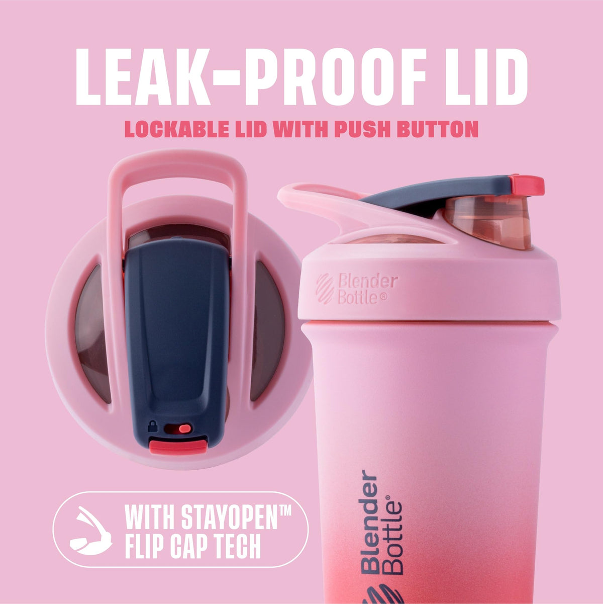 BlenderBottle Strada Insulated Shaker Cup, 25oz, Flamingo Ombre