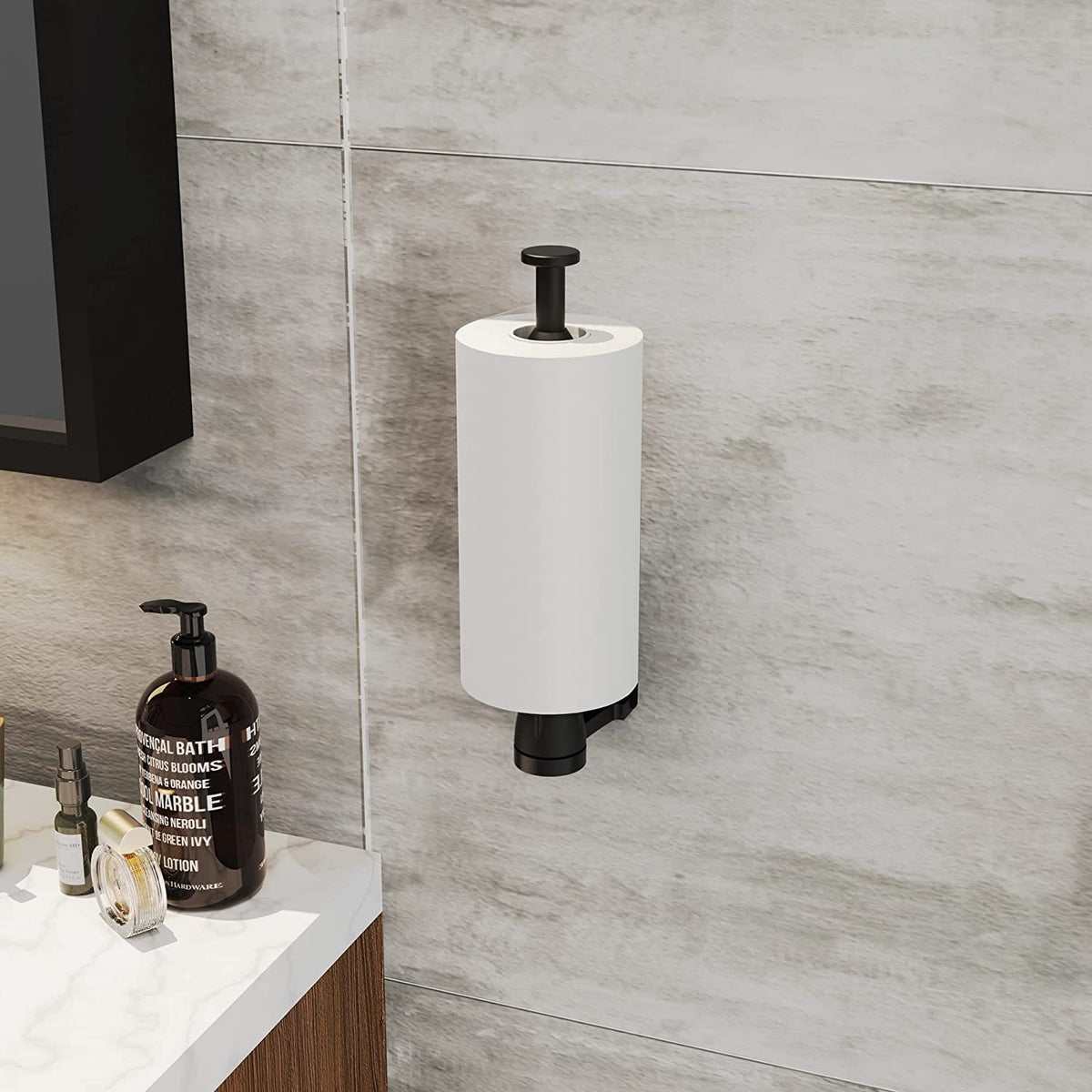 Vehhe Under Cabinet Paper Towel Holder with Ratchet System, Black