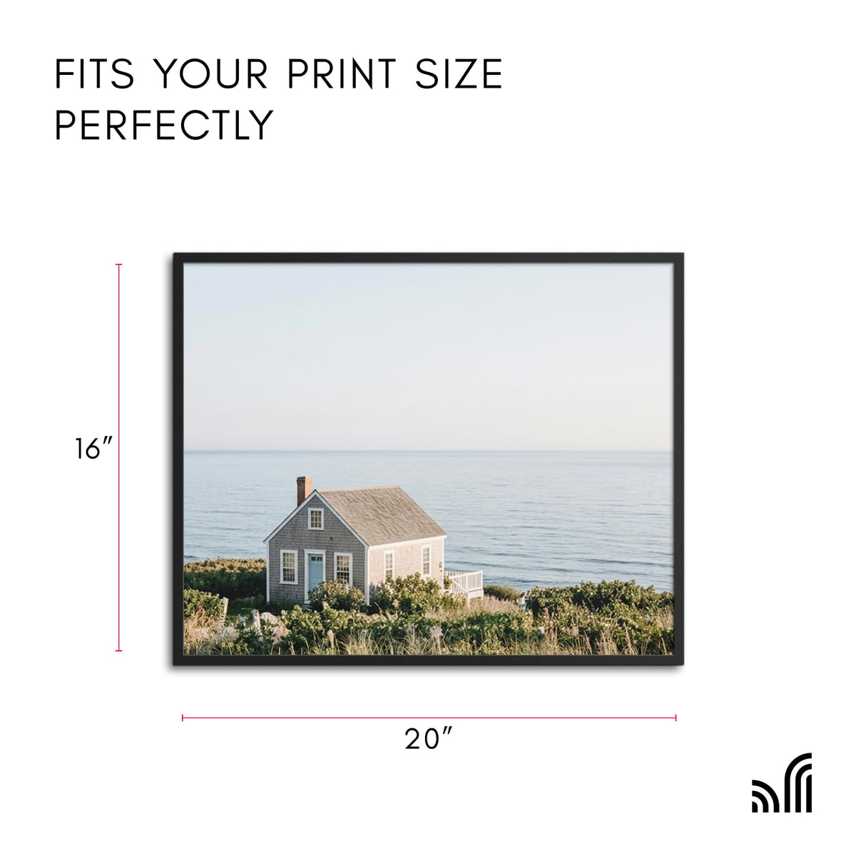 Americanflat 16x20 Picture Frame, Streamline Collection, Black