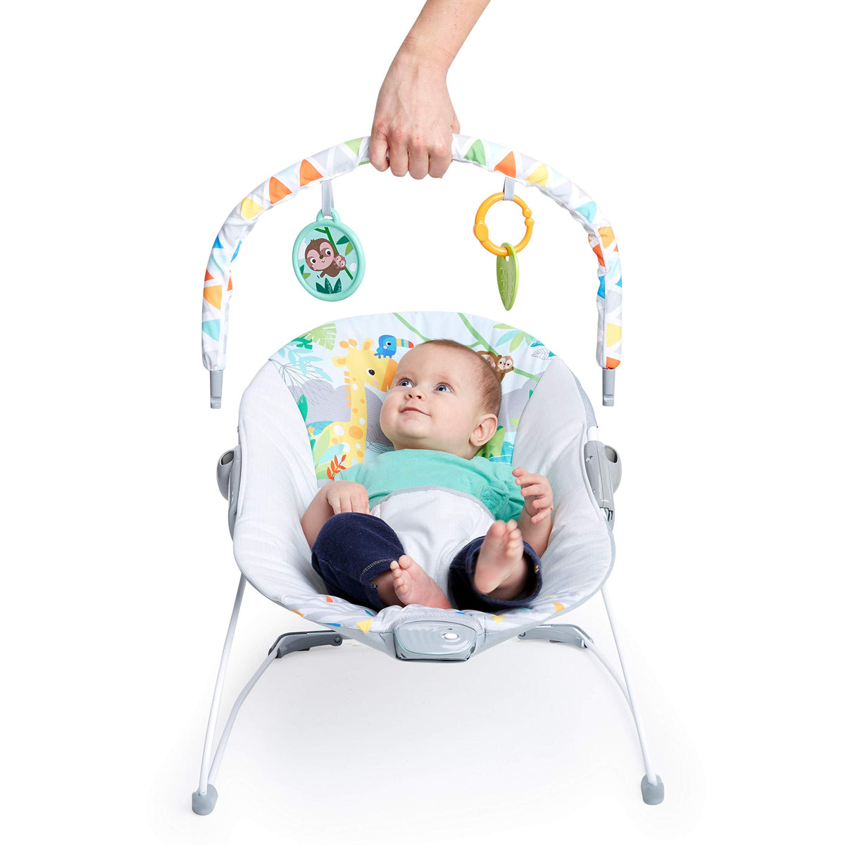 Bright Starts Soothing Vibrations Baby Bouncer, Safari Fun, 0-6 Months