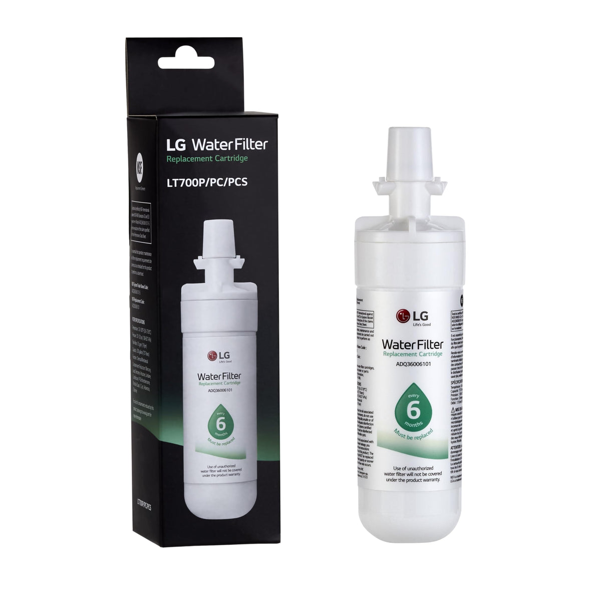 LG LT700P Replacement Refrigerator Water Filter, White, 1 Pack