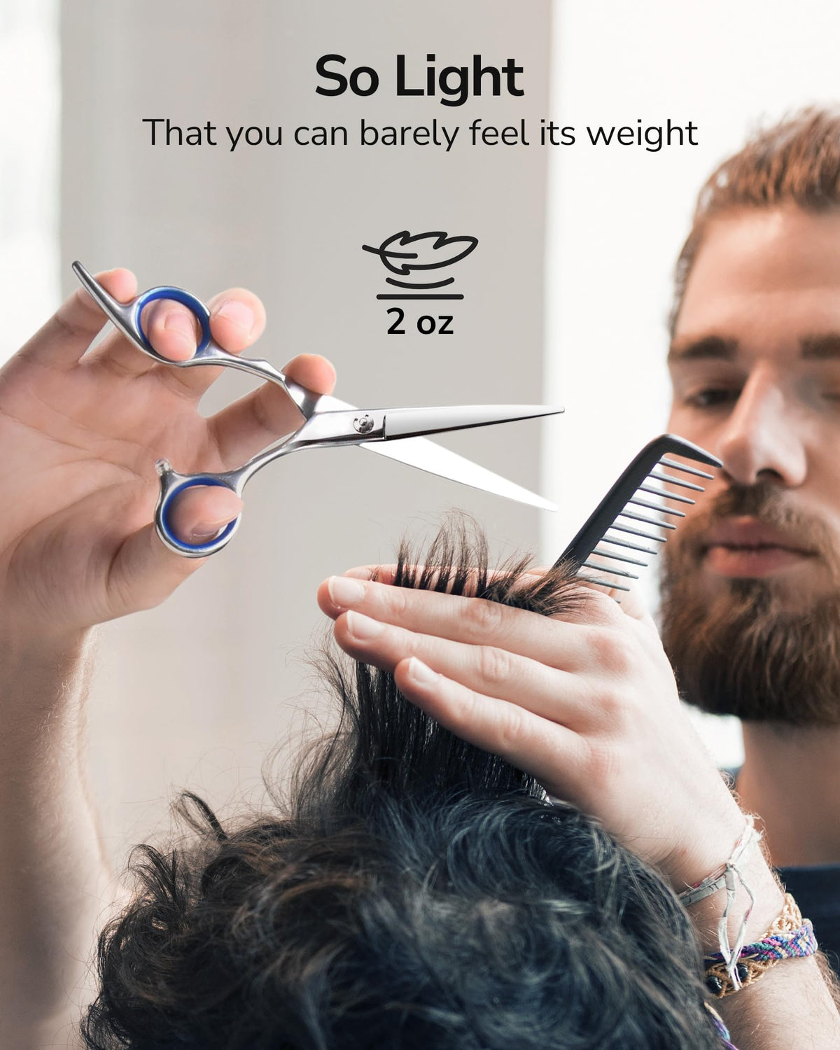 ULG Professional Hair Cutting Scissors, 6.5 inch, Right-Hand, Blue