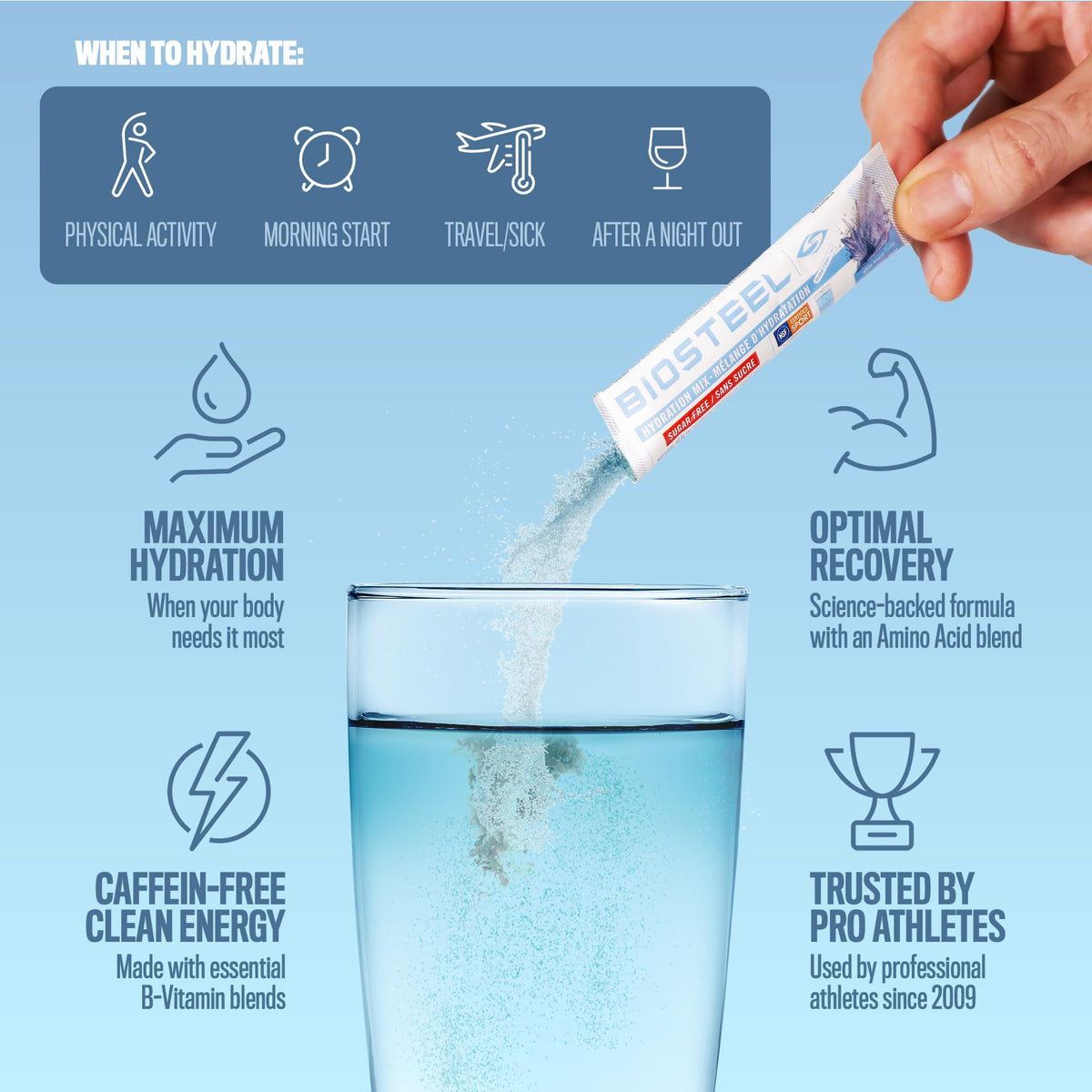 BioSteel Electrolyte Hydration Mix, White Freeze, 12 Sticks