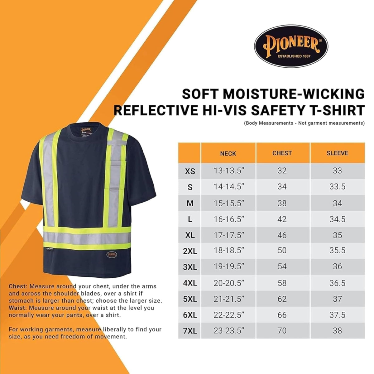 Pioneer High Vis Safety T-Shirt for Men, Class 1