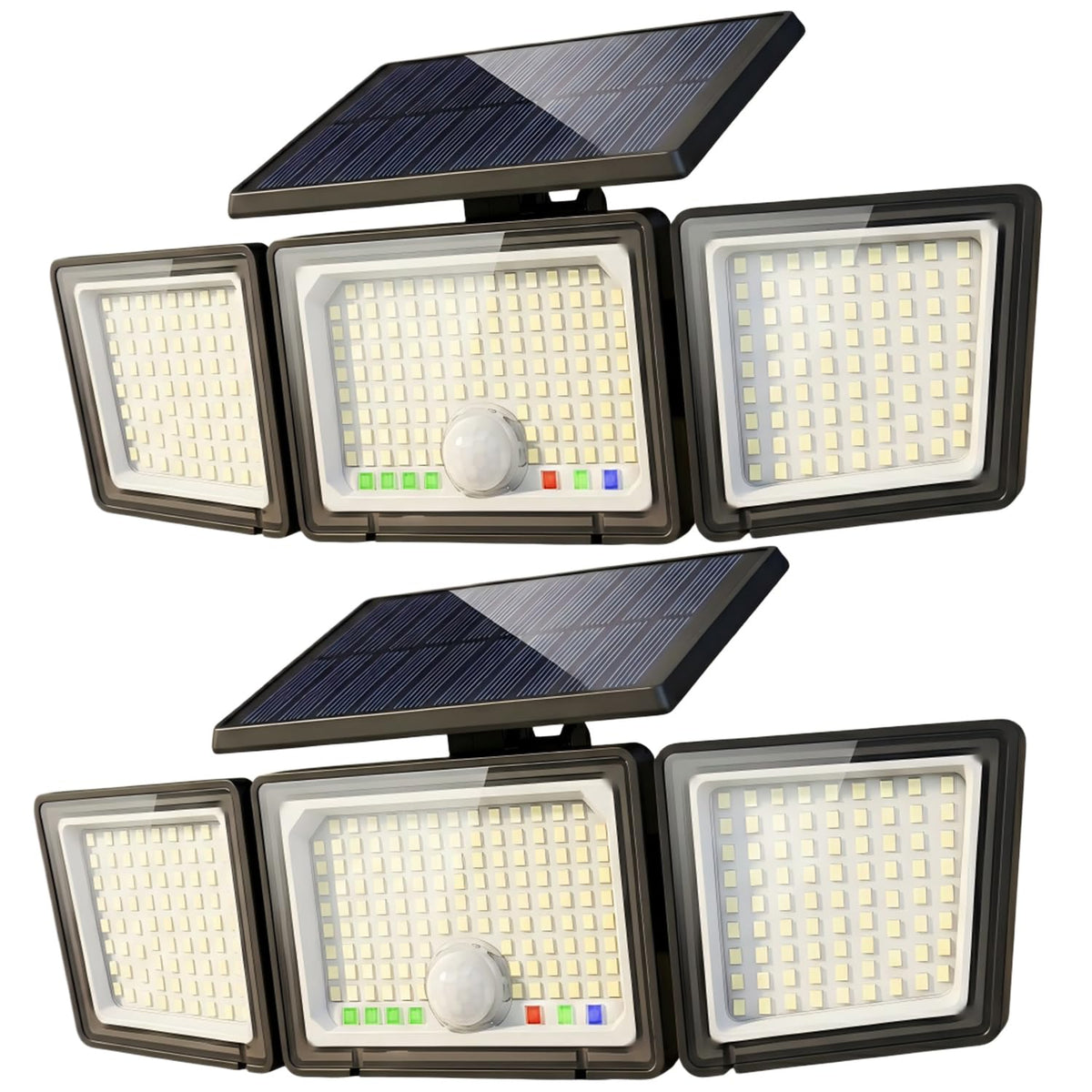 Solar Motion Sensor Outdoor Light, 2500LM, 286 LED, 3-Head, 2 Pack